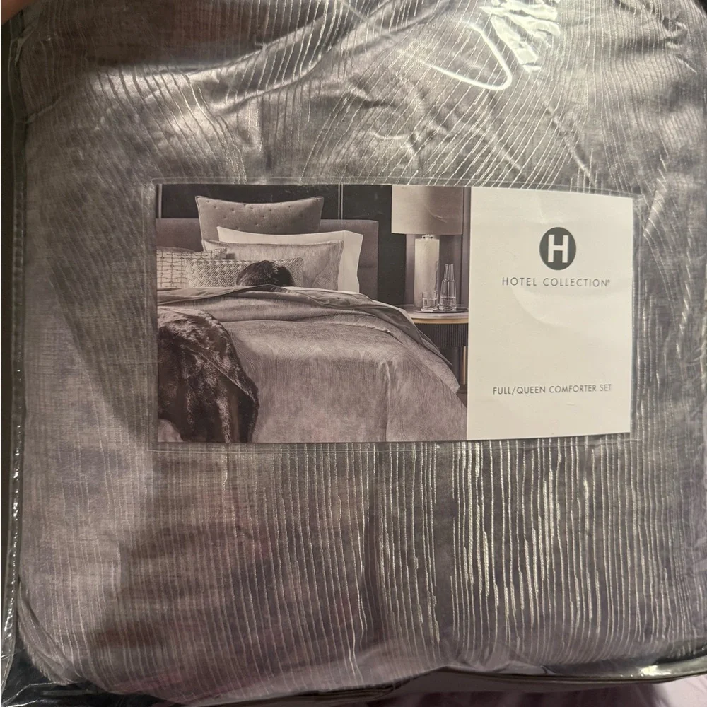 Hotel Collection Gray Comforter Set Velvet Texture